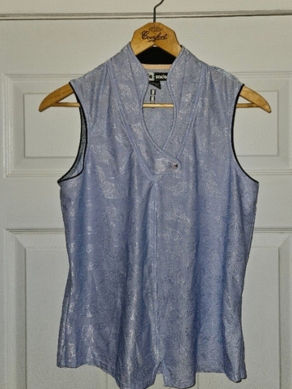 jamie sadock Lavender Shimmer Sleeveless Notch-Collar Tank